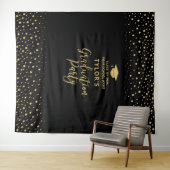 Gold & Black Confetti | Hintergrund der Absolvente Wandteppich (Beispiel (Horizontal))