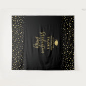Gold & Black Confetti | Hintergrund der Absolvente Wandteppich (Vorderseite (Horizontal))