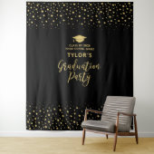 Gold & Black Confetti | Hintergrund der Absolvente Wandteppich (Beispiel)