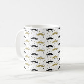 Gold Black Confetti Mustaches Kaffeetasse (Vorderseite Links)