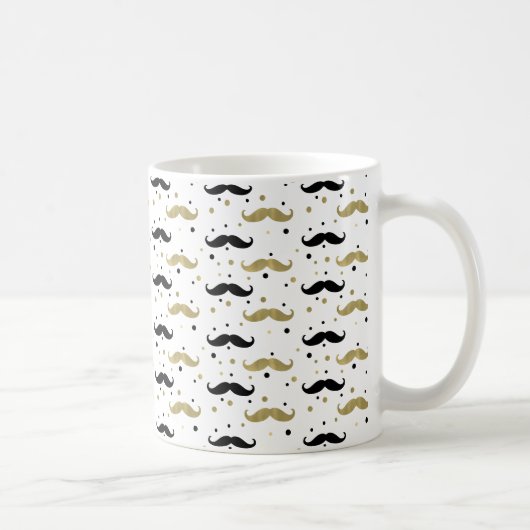 Gold Black Confetti Mustaches Kaffeetasse (Rechts)