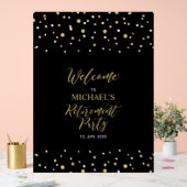 Gold & Black Confetti Pension Party Willkommen Acrylschild (Hochzeit)