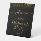 Gold & Black Confetti Pension Party Willkommen Sockelschild (Vorderseite)