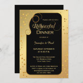 Gold Black Confetti Probe Dinner Einladung (Vorne/Hinten)