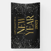 Gold Black Confetti Silvester Party Banner (Vertikal)