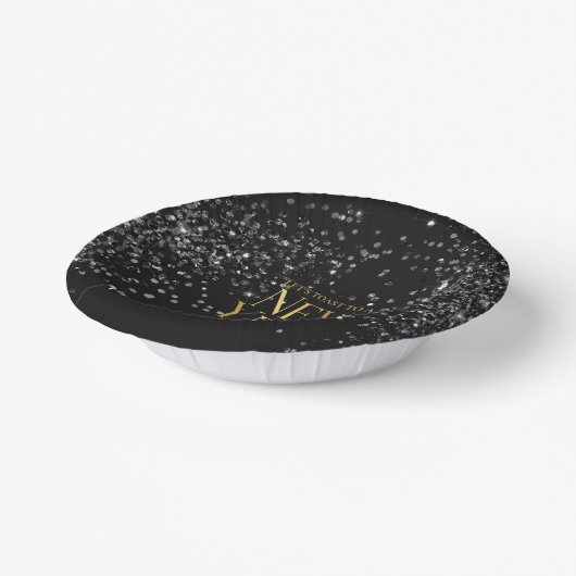 Gold Black Confetti Silvester Party Pappteller (Gewinkelt)