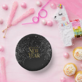 Gold Black Confetti Silvester Party Pappteller (Party)