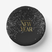 Gold Black Confetti Silvester Party Pappteller (Vorderseite)