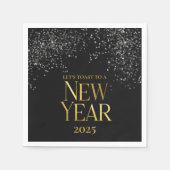 Gold Black Confetti Silvester Party Serviette (Vorderseite)