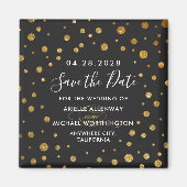 Gold Black Confetti Wedding Speichern Sie die Datu Magnet (Vorne)