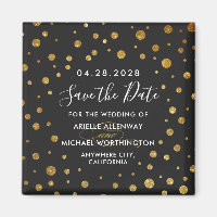 Gold Black Confetti Wedding Speichern Sie die Datu