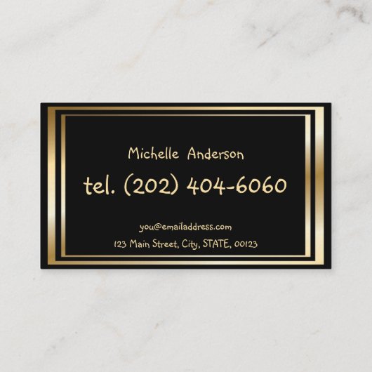 Gold Black Custom Beruflich Visitenkarte (Rückseite)