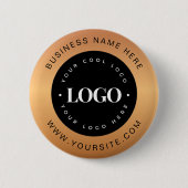 Gold & Black Custom Logo Text Business Button (Vorderseite)
