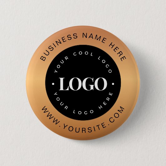 Gold & Black Custom Logo Text Business Button (Vorderseite)