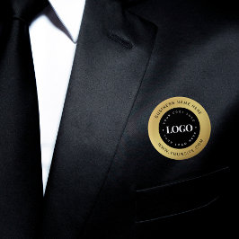 Gold & Black Custom Logo Text Business Button