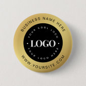 Gold & Black Custom Logo Text Business Button (Vorderseite)