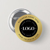 Gold & Black Custom Logo Text Business Button (Vorne & Hinten)