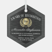 Gold Black Customizable Recognition Award Ornament Aus Glas (Vorderseite)