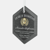 Gold Black Customizable Recognition Award Ornament Aus Glas (Vorderseite Links)