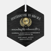 Gold Black Customizable Recognizable Recognition A Ornament Aus Glas (Rückseite)
