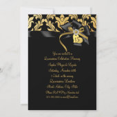 Gold Black Damask Bow Foto Quinceanera Einladung (Rückseite)
