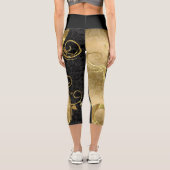 Gold & Black Damask Capri Leggings (Rückseite)