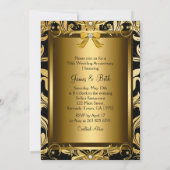 Gold Black Damask Foto 50 Jahre Einladung (Rückseite)