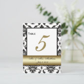 Gold Black Damask Hochzeitsstimmung Tischnummer (Stehend Vorderseite)