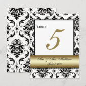 Gold Black Damask Hochzeitsstimmung Tischnummer (Vorne/Hinten)