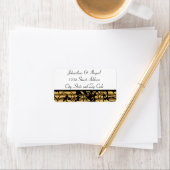 Gold Black Damask Muster Adressaufkleber (Insitu)