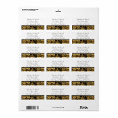 Gold Black Damask Muster Adressaufkleber (Vorne)