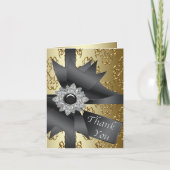 Gold Black Damask Thank You Card Dankeskarte (Vorderseite)