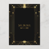 Gold Black Deko Gatsby Roaring 20's Save the Date Ankündigungspostkarte (Vorderseite)