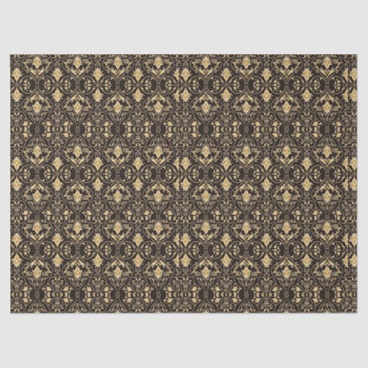 Gold Black Demask Goth Lace Muster 2 Decoupage Seidenpapier (Vorderseite)