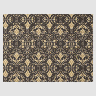 Gold Black Demask Goth Lace Muster Decoupage   Seidenpapier