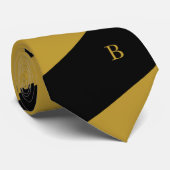 Gold Black Diagonal Stripes Monogram Neck Tie Krawatte (Gerollt)