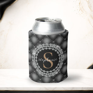 Gold Black Diamonds Monogram Tufted Elegant Luxury Dosenkühler