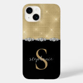 Gold Black Eleganonds Monogram Luxury Custom Case-Mate iPhone Hülle (Rückseite)