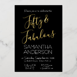  Gold Black Elegant 50 & Fabulous Birthday Party  Folieneinladung
