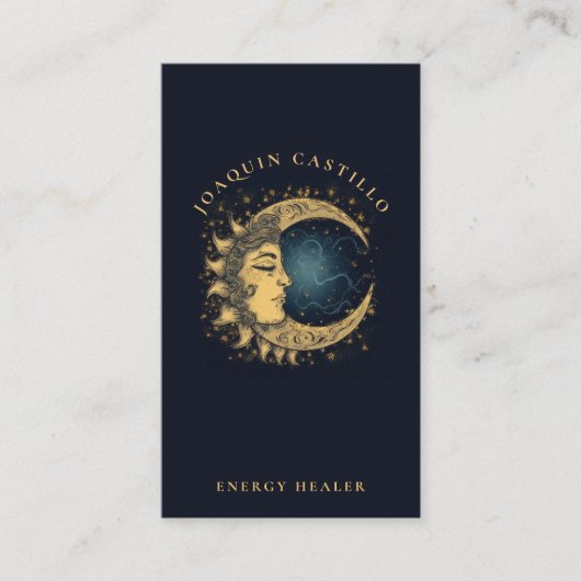 Gold Black Elegant Celestial Business Card Visitenkarte (Vorderseite)