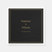 Gold Black Elegant Einfache Bezeichnung Hochzeit M Serviette (Vorderseite)