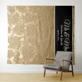 Gold Black Elegant Foto Booth Wedding Background Wandteppich (Beispiel (Horizontal))