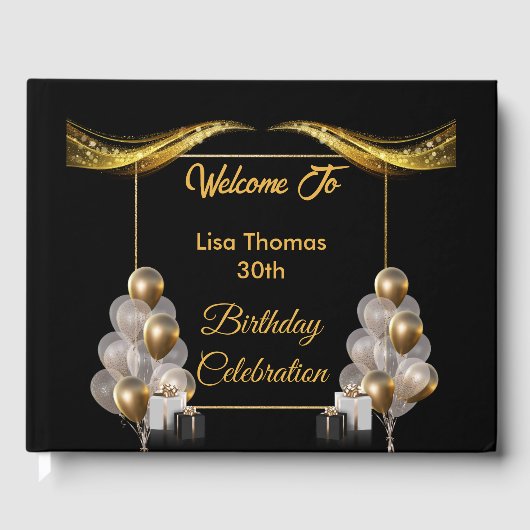 Gold Black Elegant Gästebuch (Vorderseite)