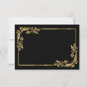 Gold Black Elegant Glamour Wedding RSVP (Rückseite)