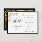 Gold Black Elegant Glamour Wedding RSVP (Vorne/Hinten)