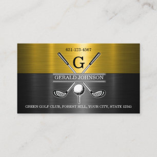 Gold-Black Elegant Golf Monogram Business Card Visitenkarte