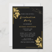 Gold Black Elegant Grad Party Einladung Card (Vorderseite)