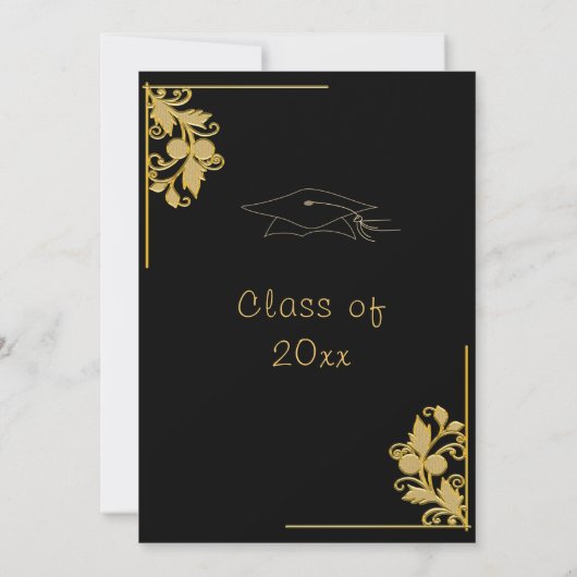 Gold Black Elegant Grad Party Einladung Card (Rückseite)