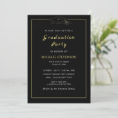Gold Black Elegant Graduation Party Invitation (Stehend Vorderseite)