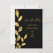 Gold Black Elegant Leaf Moderner Chic Save The Date (Vorderseite)